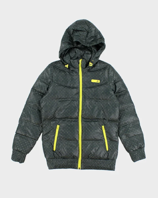 Adidas Polka Dot Duck Down Hooded Puffer Jacket - L Toggled Jacket Drawstring Jacket Belted Jacket Adidas Polka Dot Duck Down Hooded Puffer Jacket - L Toggled Jacket Drawstring Jacket Belted Jacket