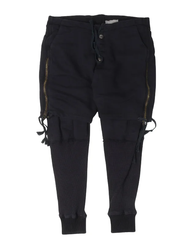 Fleece Zip Short Lounge Pants Formal Stretch Pants