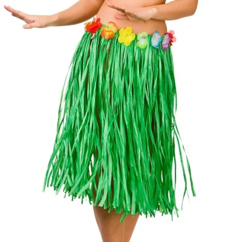 Green Hawaiian Hula Skirt linen skirt natural