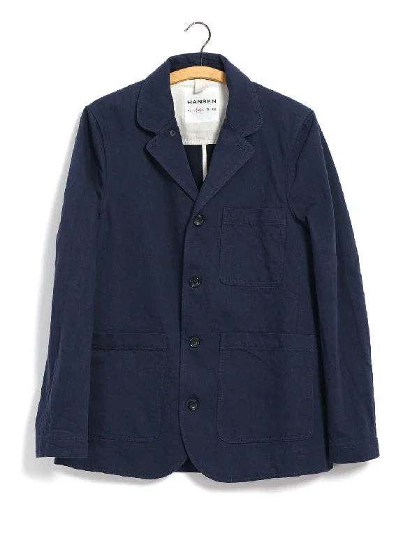 JOSEF | Refined Workwear Jacket | Navy Slub Stand-Up Collar Roll-Neck Collar Turtle Neck JOSEF | Refined Workwear Jacket | Navy Slub Stand-Up Collar Roll-Neck Collar Turtle Neck