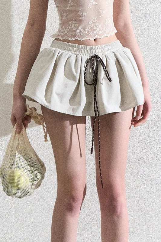 Cotton Bubble Braided Drawstring Skirt chiffon skirt airy