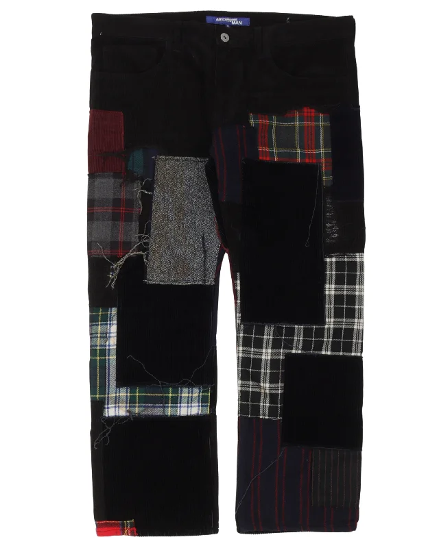 Junya Watanabe Patchwork Corduroy Pants Comfortable Pleated Pants