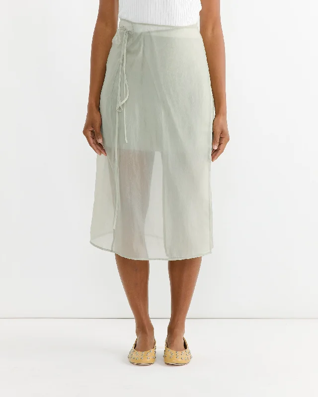 Organza Wrap Skirt in Light Green seamless skirt comfort
