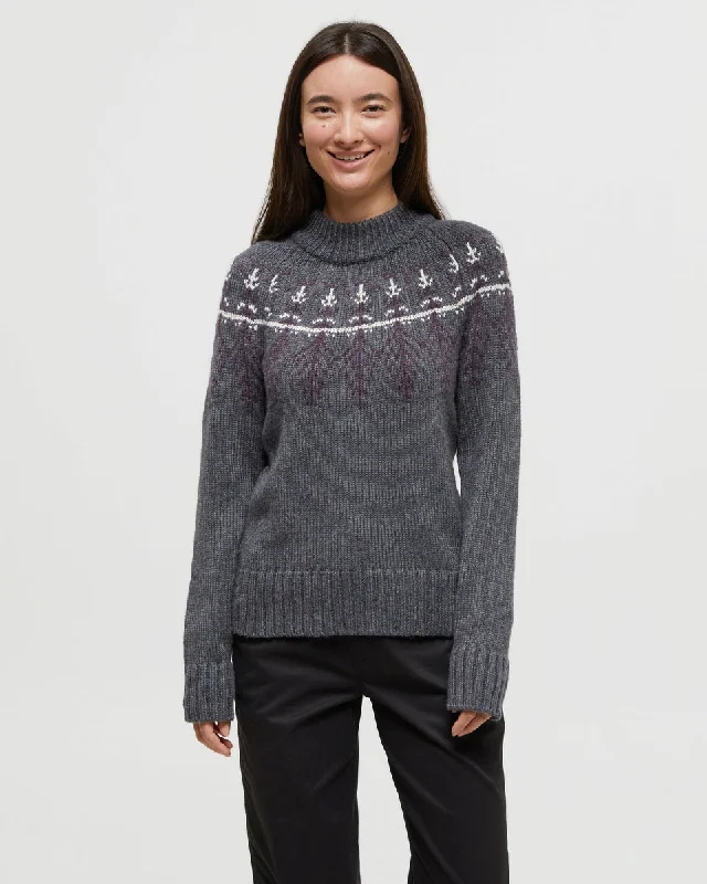 Highline Wool Intarsia Sweater Solid Print Embellished