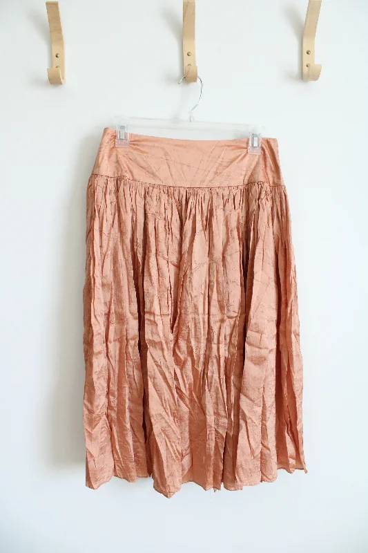 Talbots Orange Pleated Silk Blend Skirt | 4 corduroy skirt textured