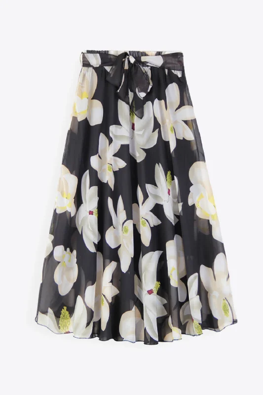Floral Tie-Waist Skirt chiffon skirt flowing