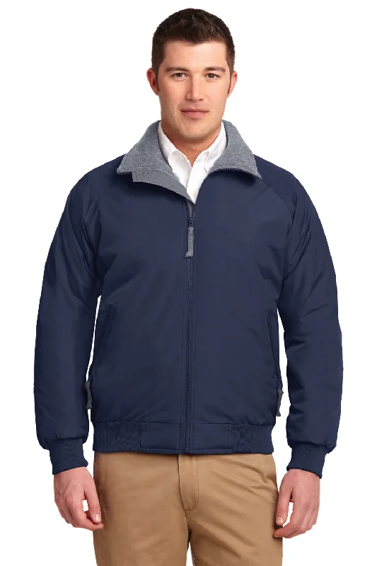 Port Authority Mens Challenger Wind & Water Resistant Full Zip Jacket - True Navy Blue/Heather Grey Toggled Jacket Drawstring Jacket Belted Jacket Port Authority Mens Challenger Wind & Water Resistant Full Zip Jacket - True Navy Blue/Heather Grey Toggled Jacket Drawstring Jacket Belted Jacket