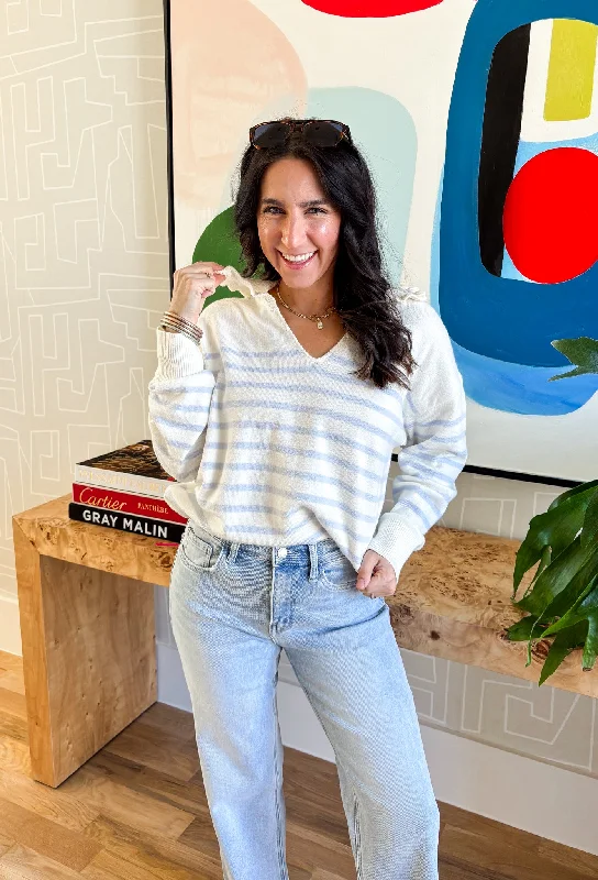 Blue Skies Striped Sweater Casual Formal Business