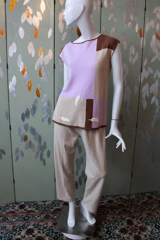 Vintage 1980s Neimann Marcus Cashmere Top and Pants Set, Large Cozy Knit Pants
