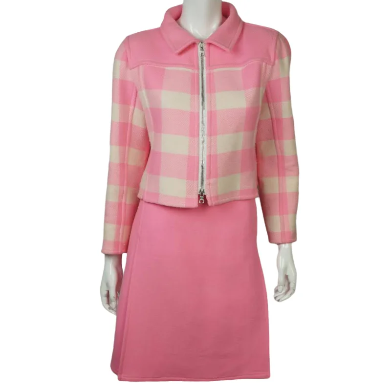 Vintage 1980s Courreges Suit Skirt & Jacket Pink Wool Sz 40 V-Neck Jacket Boat Neck Jacket Square Neck Jacket Vintage 1980s Courreges Suit Skirt & Jacket Pink Wool Sz 40 V-Neck Jacket Boat Neck Jacket Square Neck Jacket