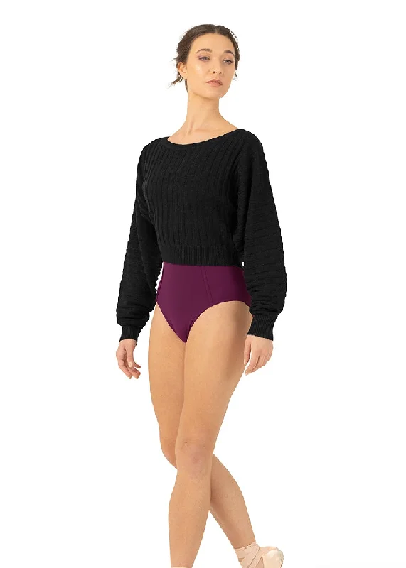 ON SALE Sahara Crop Sweater (Black) Spandex Blend Rayon Blend Denim Blend