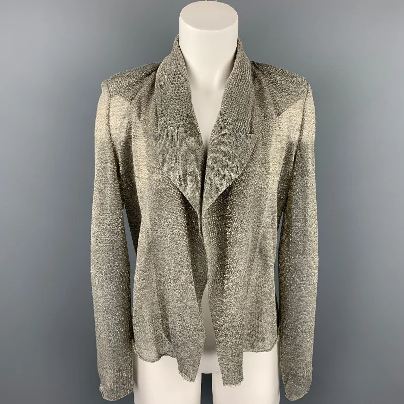 KOLOR Size S Silver & Grey Metallic Polyester Blend Jacket V-Neck Jacket Boat Neck Jacket Square Neck Jacket KOLOR Size S Silver & Grey Metallic Polyester Blend Jacket V-Neck Jacket Boat Neck Jacket Square Neck Jacket