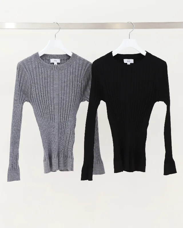 WIDE RIBBED SWEATER 11366 Layered Multi-layer Single Layer