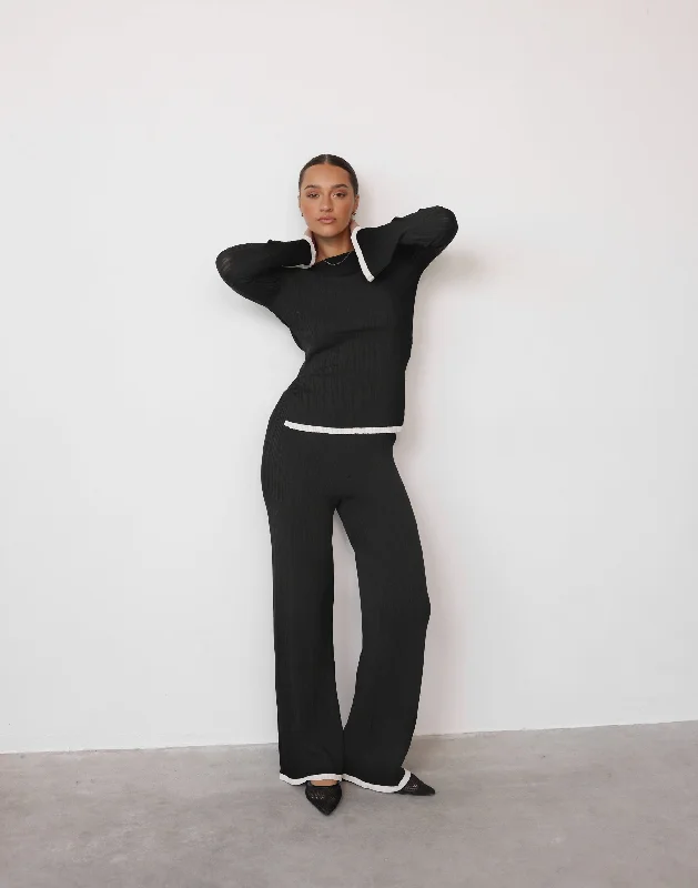 Kienna Pants (Black/Cream) Classic Bootcut Trousers