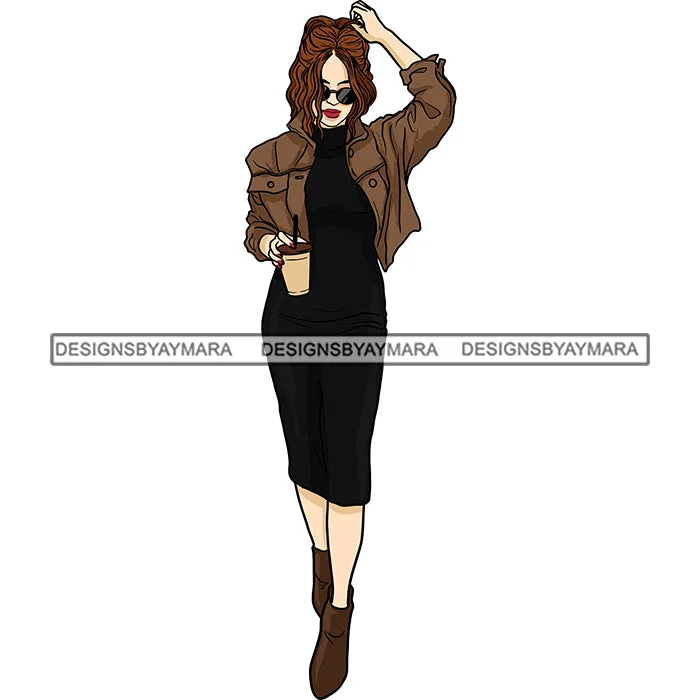 Winter Fall Fashion Woman Model Casual Clothing Outfit Cold Weather Jacket Coat Sweater Autumn SVG JPG PNG Clipart Cricut Silhouette Cut Cutting Graphic Sweater Embroidered Appliqued