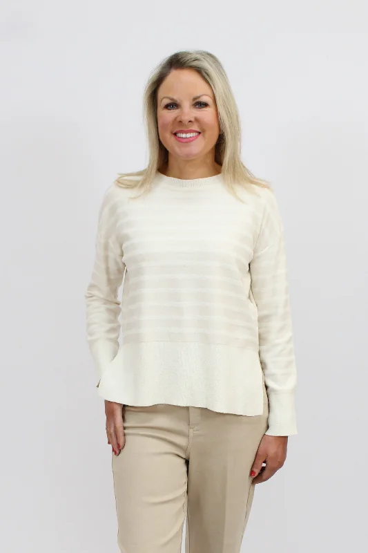 MARELLA Cream Stripe Sweater Polka Dot Checkered Tartan