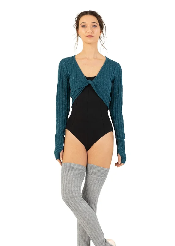 ON SALE Sahara Twist Front Sweater (Deep Teal) Solid Print Embellished