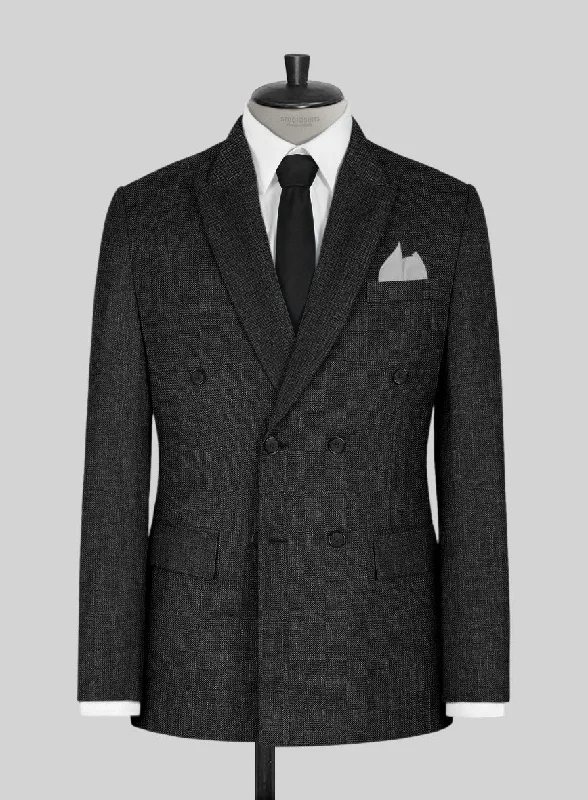 Napolean Sharkskin Charcoal Wool Jacket Trench Coat Raincoat Waterproof Jacket