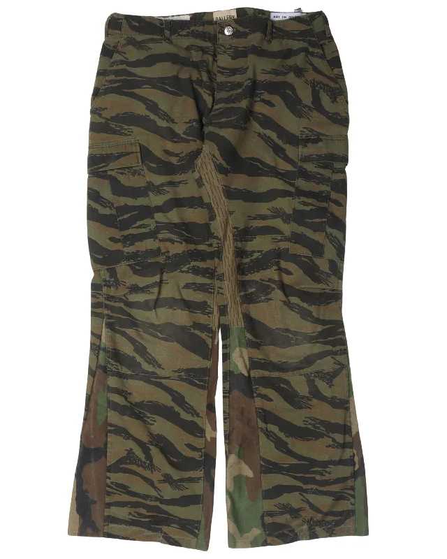 Tiger Camouflage La Flare Cargo Pants Soft Stretch Trousers