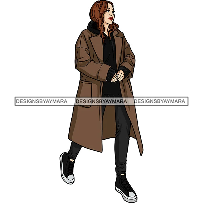 Winter Fall Fashion Woman Model Casual Clothing Outfit Cold Weather Jacket Coat Sweater Autumn SVG JPG PNG Clipart Cricut Silhouette Cut Cutting Stylish Fashionable Trendy