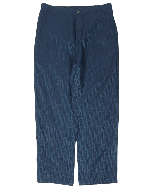 Silk Blend Oblique Monogram Pants Casual Track Pants