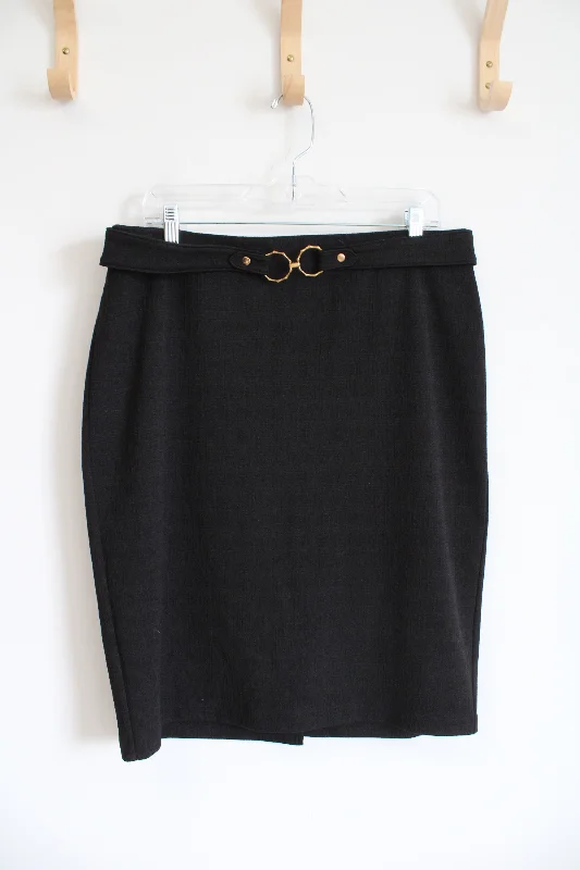 New York Clothing Co. Black Belted Knit Skirt | L chiffon skirt airy