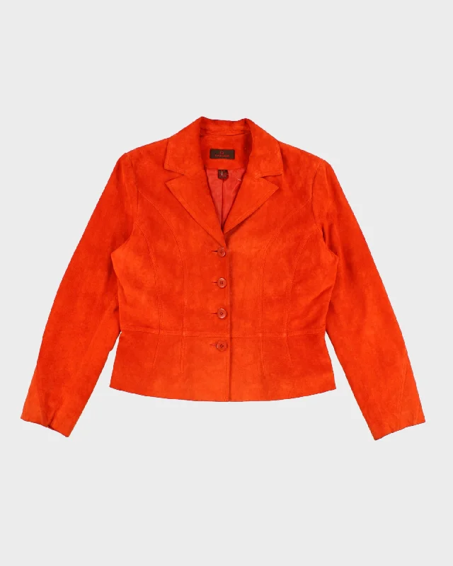 Y2K Danier Orange Suede Button Up Jacket - M Welt Pockets Slit Pockets Flap Pockets Y2K Danier Orange Suede Button Up Jacket - M Welt Pockets Slit Pockets Flap Pockets