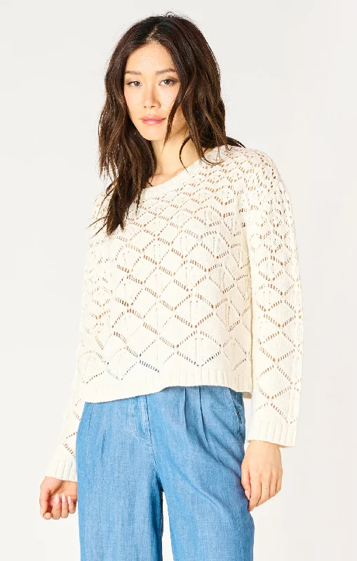Crochet Sweater Solid Print Embellished