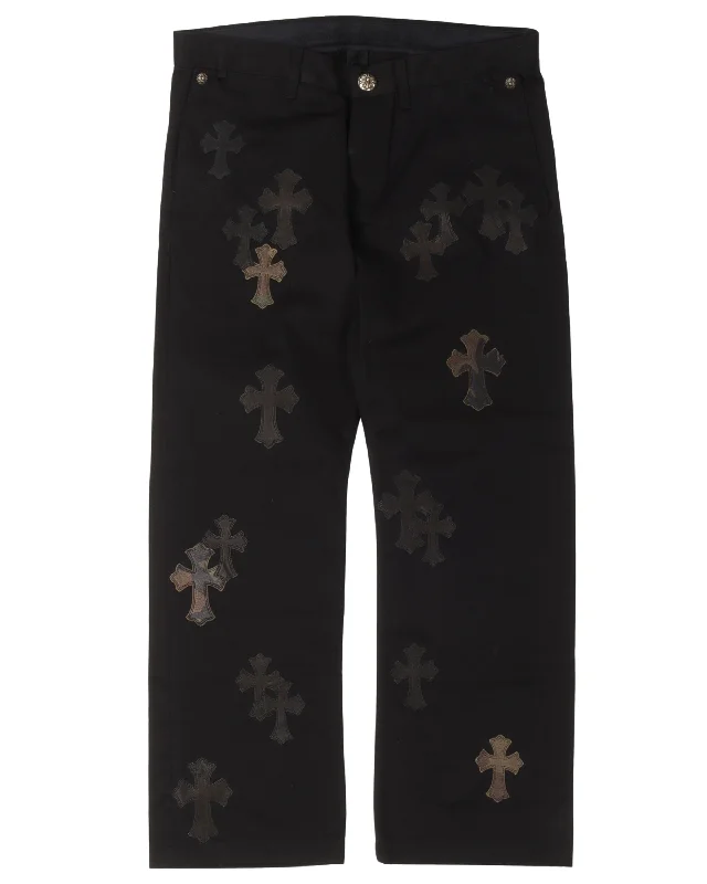 Cross Patch Chino Pants Fashionable Tapered Leg Pants