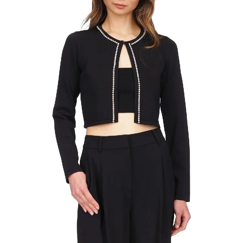 MICHAEL Michael Kors Womens Embellished Knit Crop Sweater Graphic Sweater Embroidered Appliqued MICHAEL Michael Kors Womens Embellished Knit Crop Sweater Graphic Sweater Embroidered Appliqued