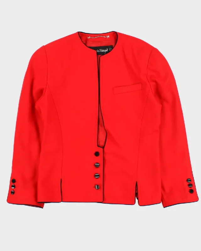 Red Louis Feraud Pure Wool Jacket - S Welt Pockets Slit Pockets Flap Pockets