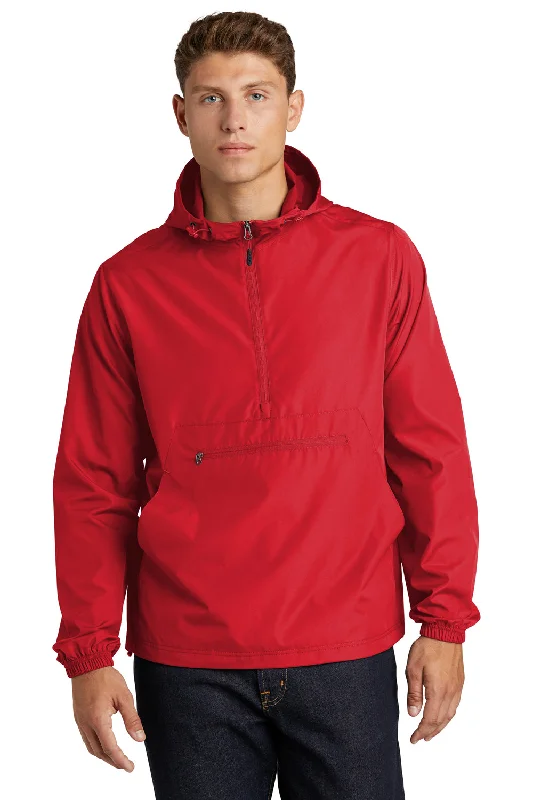Sport-Tek Mens Wind & Water Resistant Packable Anorak 1/4 Zip Hooded Jacket - True Red Denim Jacket Leather Jacket Suede Jacket Sport-Tek Mens Wind & Water Resistant Packable Anorak 1/4 Zip Hooded Jacket - True Red Denim Jacket Leather Jacket Suede Jacket