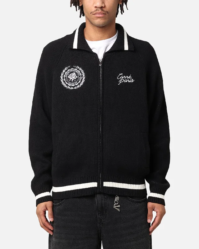 Carre Athletic Knit Jacket Black Oversized Jacket Tailored Jacket Straight Jacket