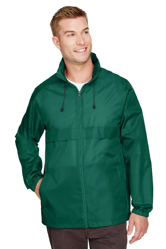 Team 365 Mens Zone Protect Water Resistant Full Zip Hooded Jacket - Forest Green Notch Collar Peter Pan Collar Cowl Neck Team 365 Mens Zone Protect Water Resistant Full Zip Hooded Jacket - Forest Green Notch Collar Peter Pan Collar Cowl Neck