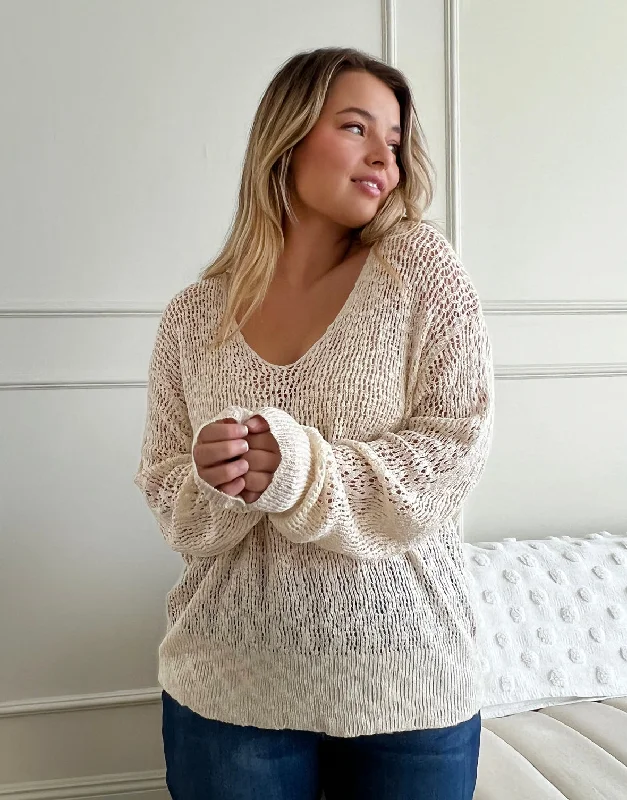Plus Size Airy Crochet Sweater Stylish Fashionable Trendy