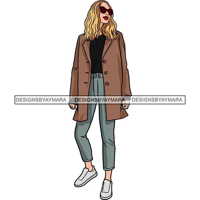 Winter Fall Fashion Woman Model Casual Clothing Outfit Cold Weather Jacket Coat Sweater Autumn SVG JPG PNG Clipart Cricut Silhouette Cut Cutting Layered Multi-layer Single Layer