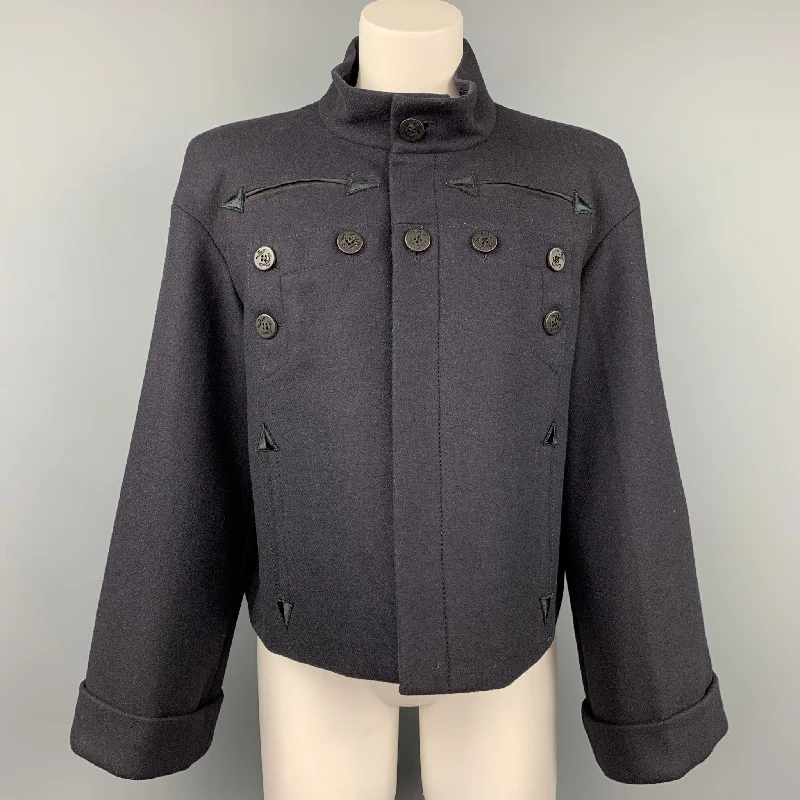 GAULTIER2 by JEAN PAUL GAULTIER Size US 10 Navy Wool / Polyester Sailor Jacket Chenille Jacket Brocade Jacket Lace Jacket GAULTIER2 by JEAN PAUL GAULTIER Size US 10 Navy Wool / Polyester Sailor Jacket Chenille Jacket Brocade Jacket Lace Jacket
