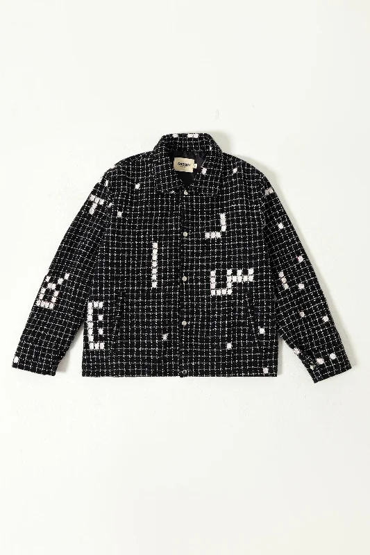 BERGMAN HANDWOVEN JACKET Boat Neck Shawl Collar Notched Collar
