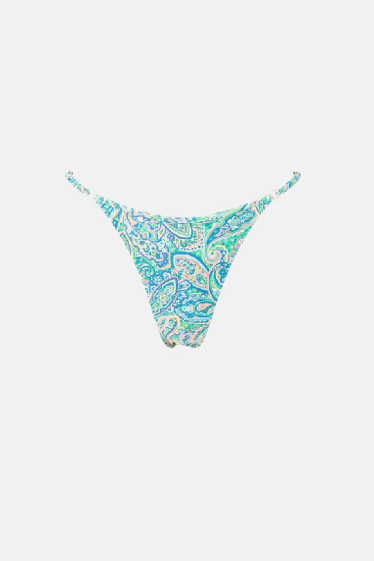 Rhythm Cabo Paisley Adjustable Side Hi Cut String Pant - GREEN Soft Sweatpants Style