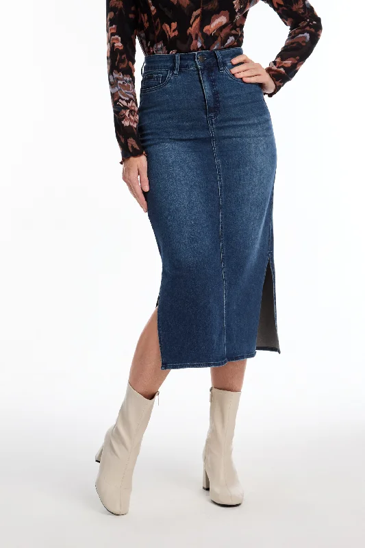 FDJ Denim Midi Skirt - Style 6981843 floral skirt print
