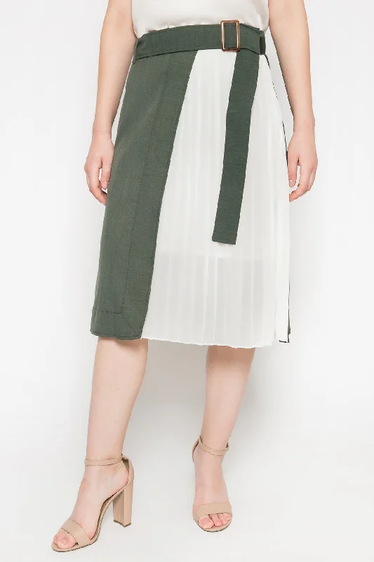 Accordion Skirt in Khaki Green lace skirt romantic