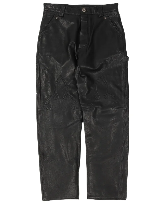Leather Fleur Knee Carpenter Pants (FW21 SAMPLE) Fashionable Sporty Pants