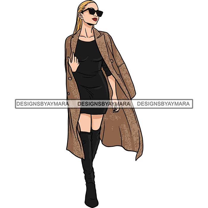 Winter Fall Fashion Woman Model Casual Clothing Outfit Cold Weather Jacket Coat Sweater Autumn SVG JPG PNG Clipart Cricut Silhouette Cut Cutting High Neck Crew Neck V-Neck
