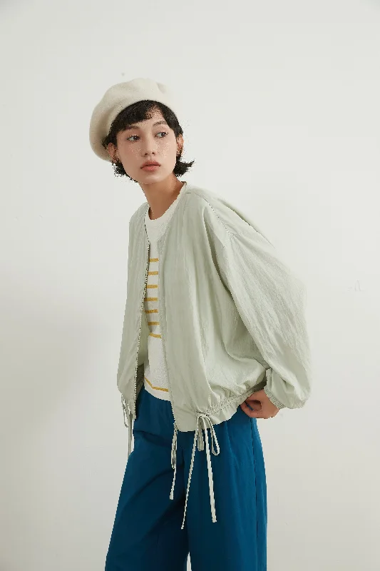 DRAW STRING HEM ZIP JACKET Jersey Jacket Tulle Jacket Batik Jacket