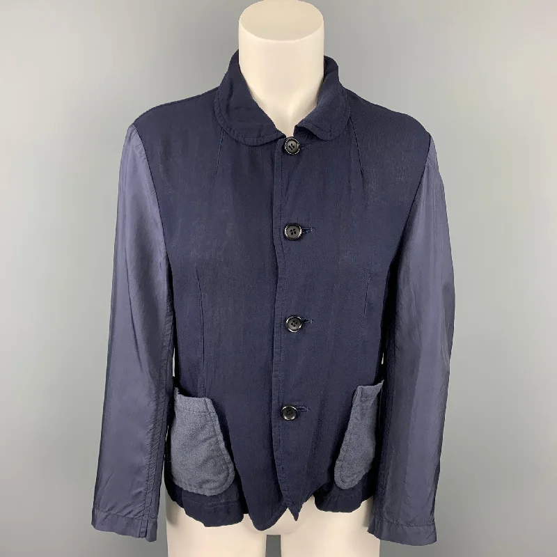 COMME des GARCONS TRICOT Size S Navy Cupro Wool Jacket Herringbone Jacket Houndstooth Jacket Plaid Jacket COMME des GARCONS TRICOT Size S Navy Cupro Wool Jacket Herringbone Jacket Houndstooth Jacket Plaid Jacket