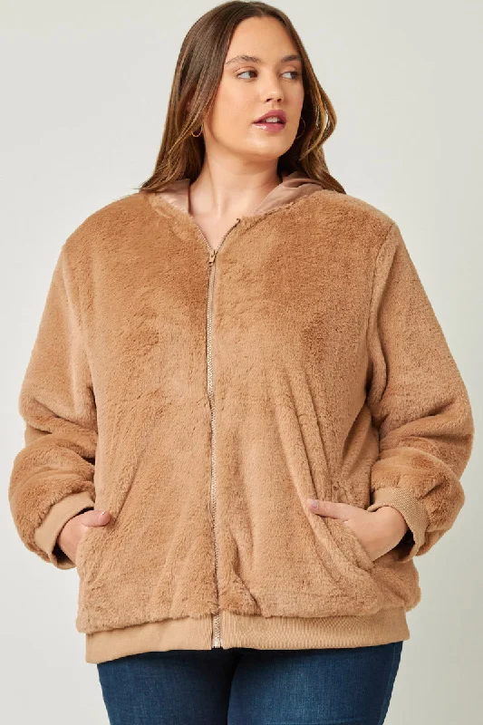 Soft Fleece Hooded Zip Up Jacket Cotton Fabric Linen Fabric Terry Fabric