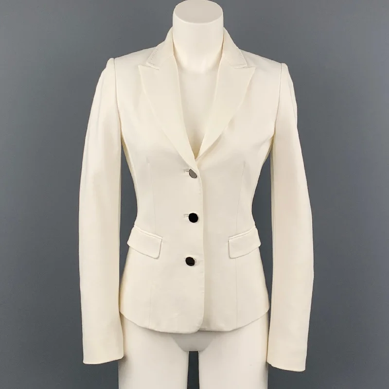ELIE TAHARI Size S White Viscose Blend Jacket Blazer Knit Jacket Woven Jacket Fleece Jacket ELIE TAHARI Size S White Viscose Blend Jacket Blazer Knit Jacket Woven Jacket Fleece Jacket