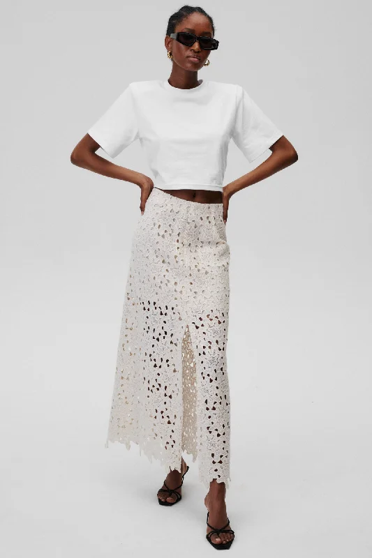 Demeter Skirt Cream elastic waist skirt