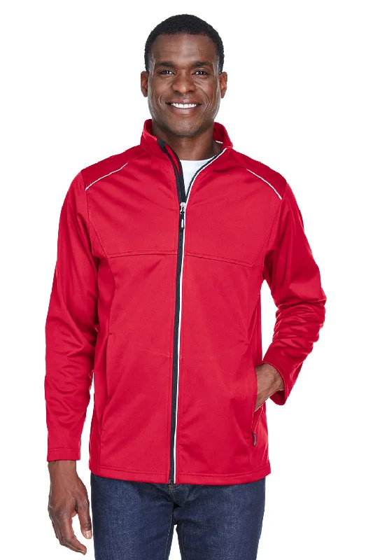 Core 365 Mens Techno Lite Water Resistant Full Zip Jacket - Classic Red Toggled Jacket Drawstring Jacket Belted Jacket