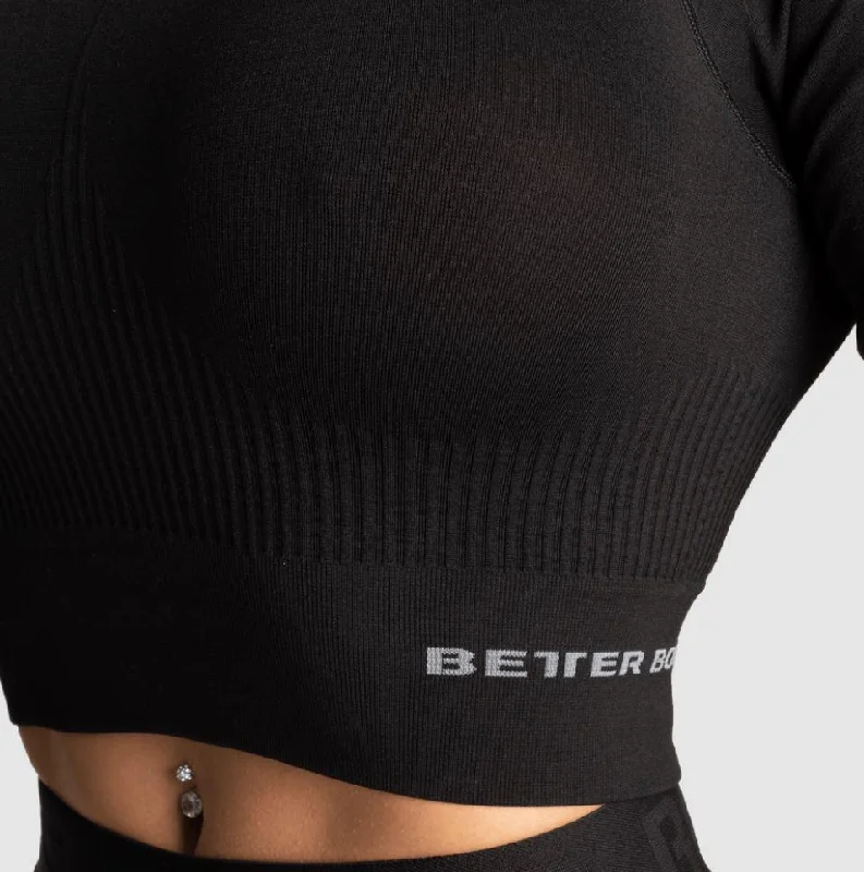 Better Bodies Rib Seamless Crop LS - Black Melange